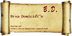 Brxa Domicián névjegykártya